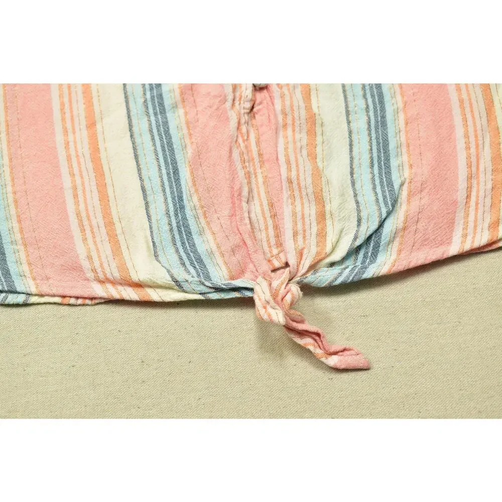 Lane Bryant Women's Size 16 Multi-Color Vertical Stripe Linen Blend Button Front